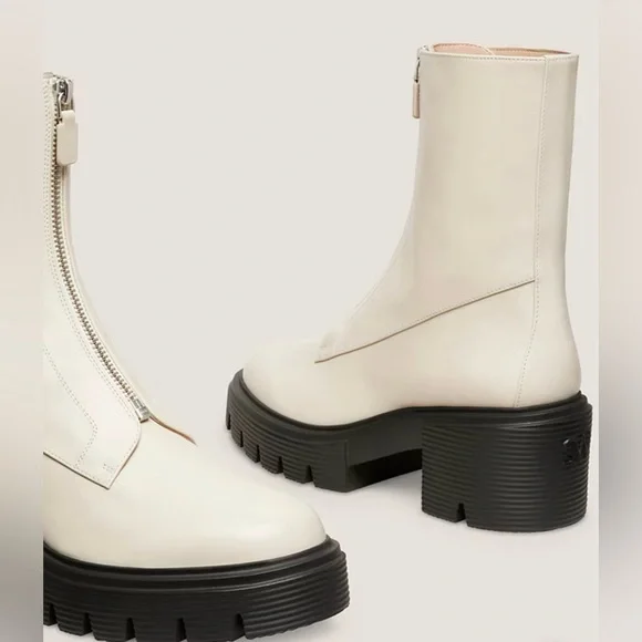 Stuart weitzman soho zip booties oat cream lug sole shoes 12 b new NIB ladies - Picture 12 of 17